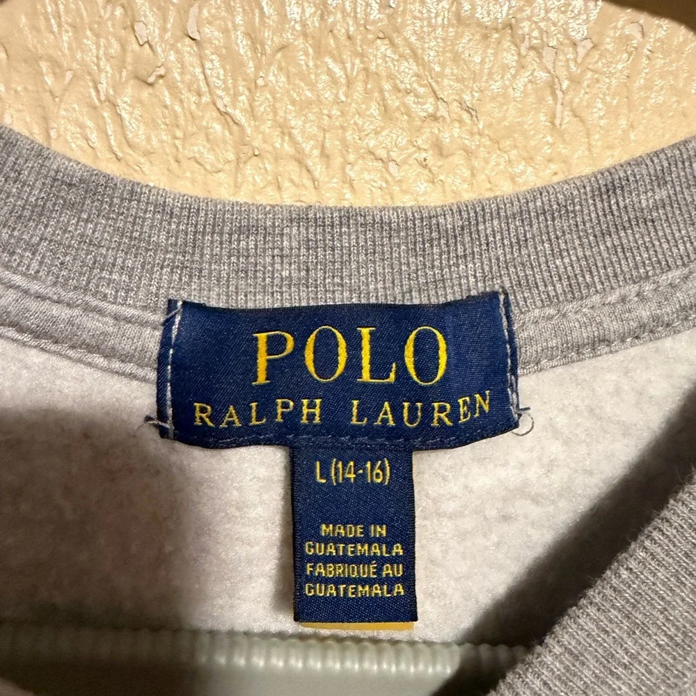 Polo by Ralph Lauren Kids Gray Sweatshirt with Bear and Tree Design‎ Size large
